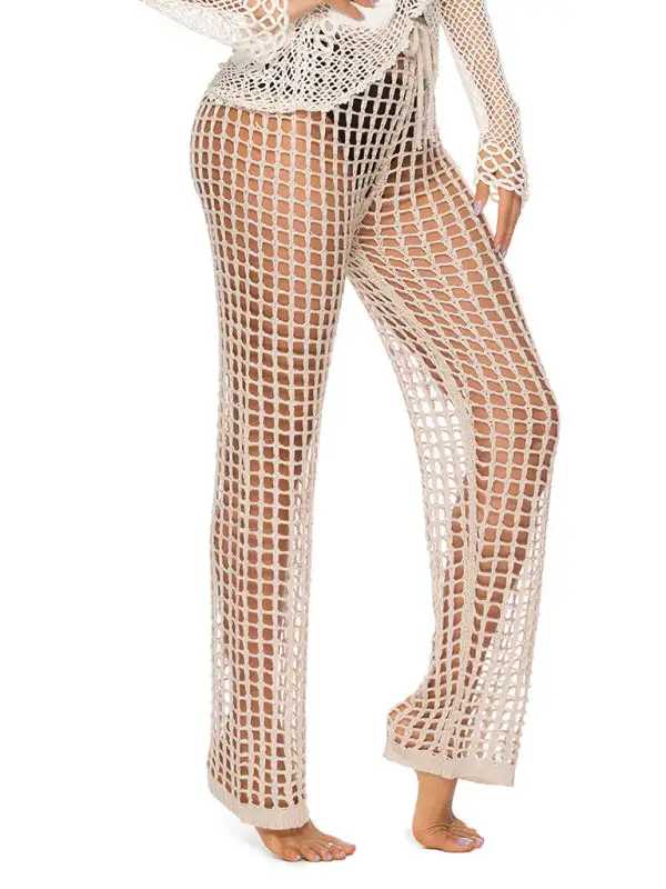 Feminine Hollow Trousers Knitted Pants Swimsuit
