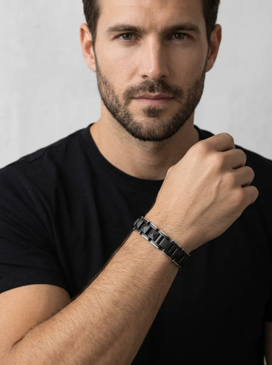 Men's Minimalist Geometric Matte Finish Stainless Steel Bracelet