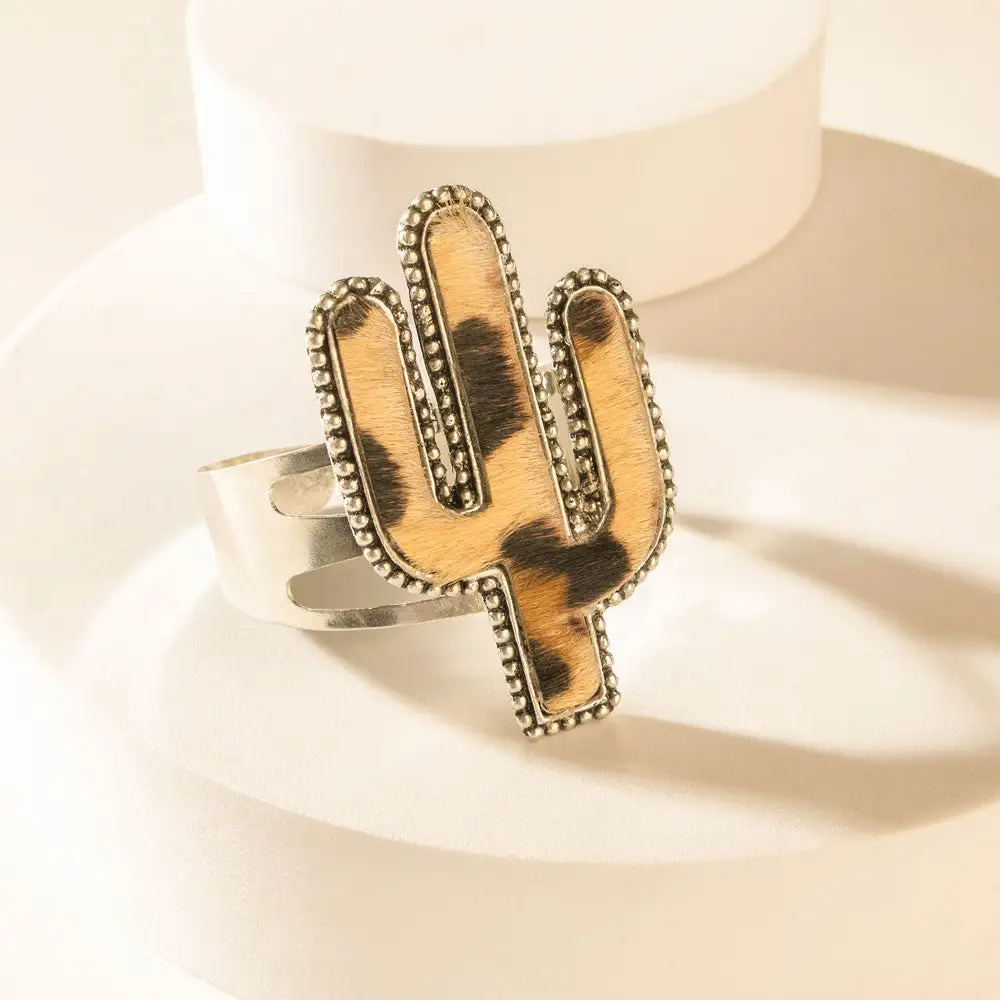 Cactus Hair-On Hide Statement Ring