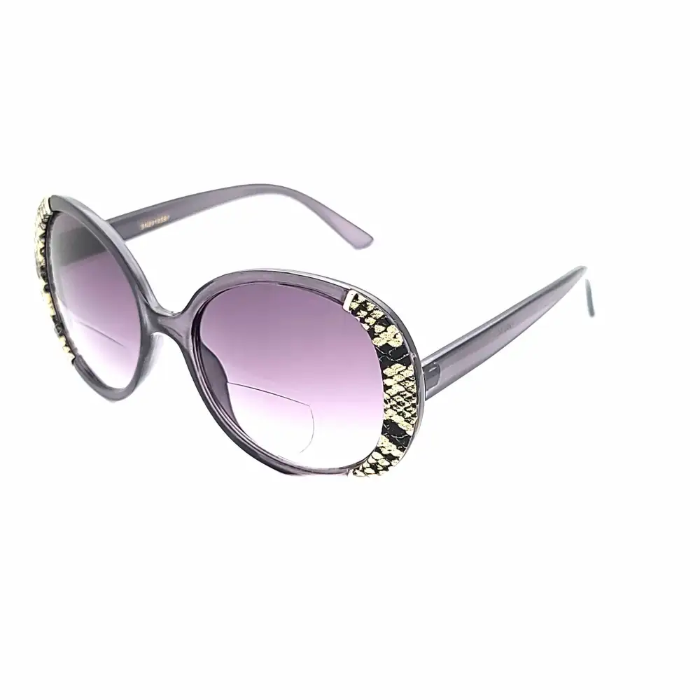 Women's Large Snake Print Round Bifocal Reading Sunglasses