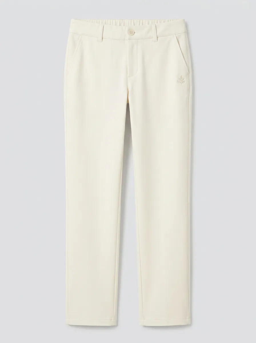 Women's Streamlined Everyday Leaf Embroidered Mid Rise Straight Leg Pants