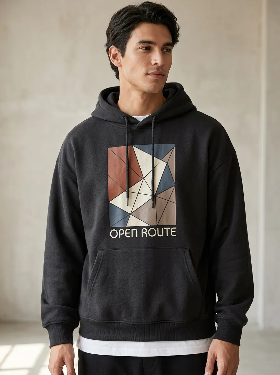 Unisex Colorblock Geometry Graphic Hoodie