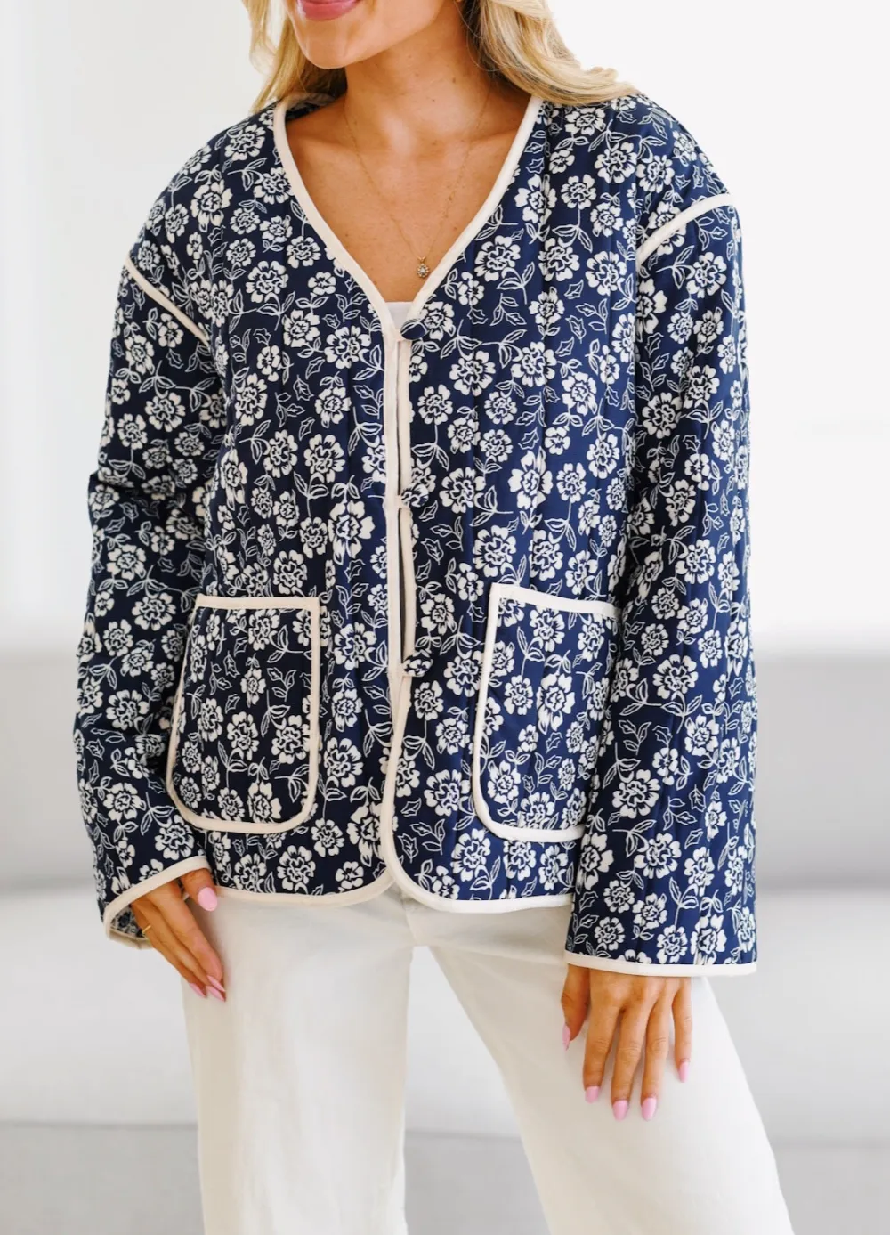 Printed Quilted Textured Jacket
