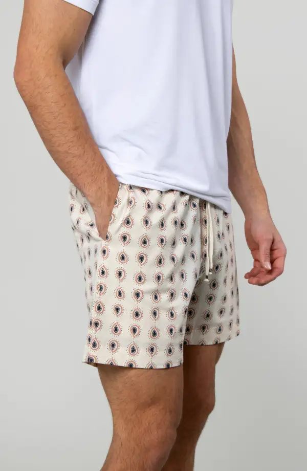 Men's Printed Cotton Drawcord Shorts