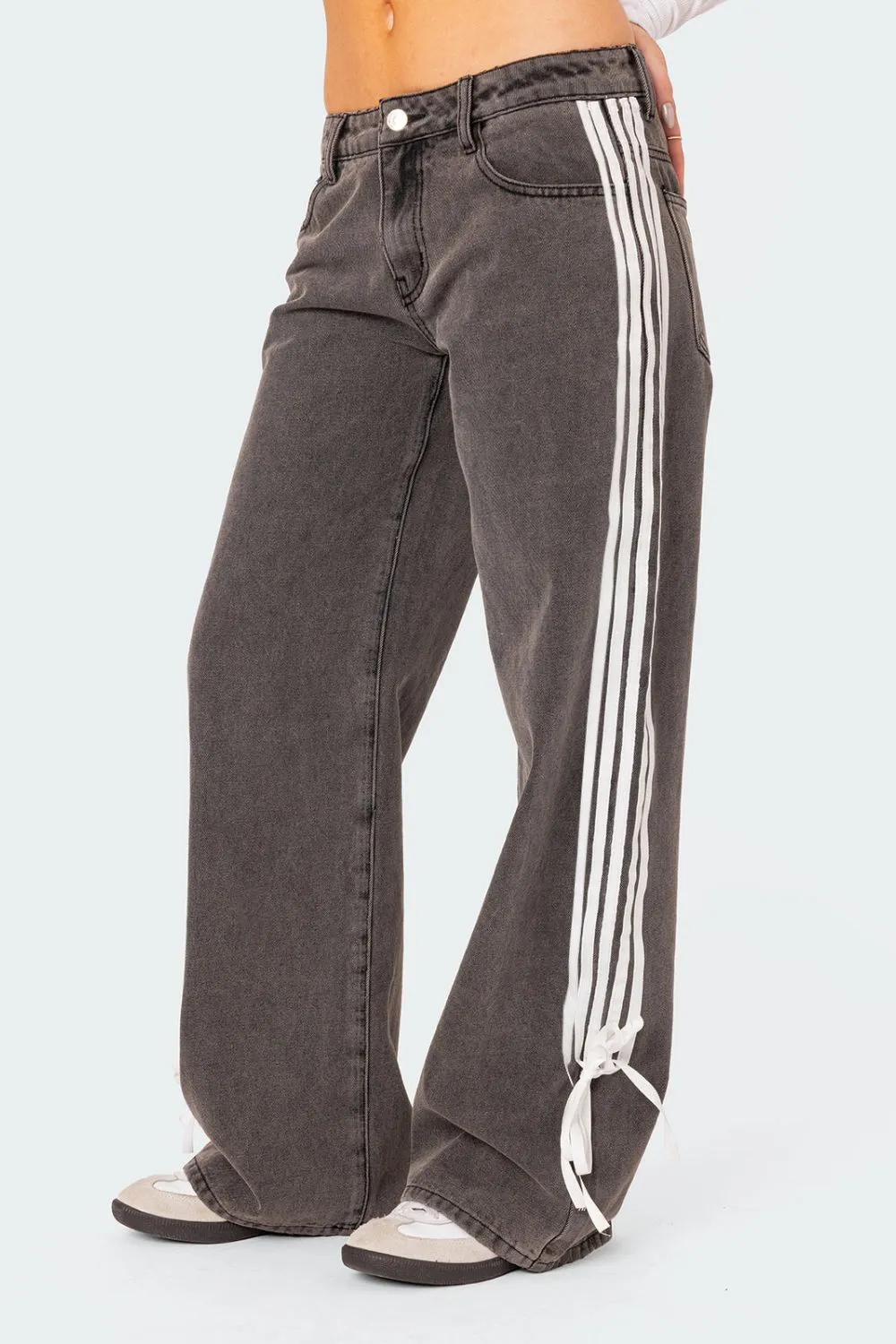Side Striped Loose Fit Denim Jeans