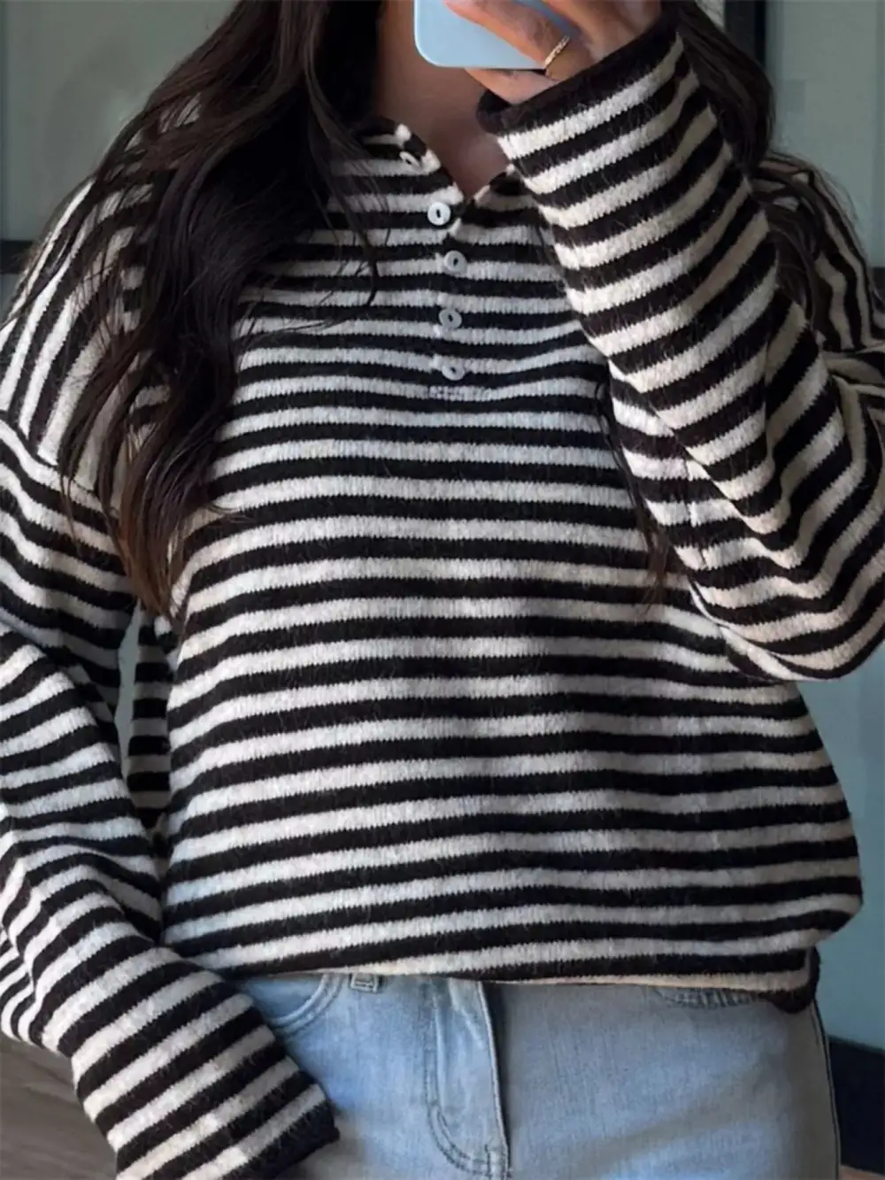 Modern Drop Shoulder Striped Sweater