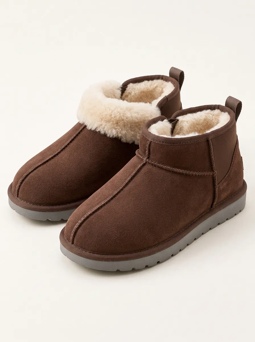 Toasty Brown Ankle Boots with faux fur lined finish