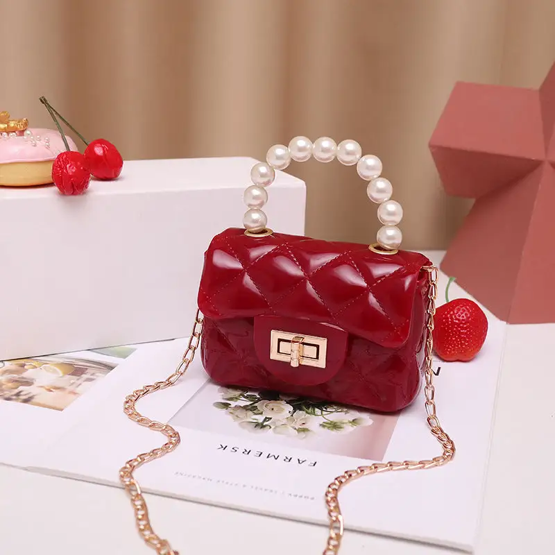 Compact Pearl Chain Strap Clutch Bag