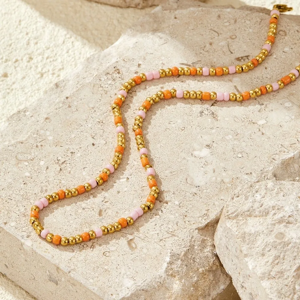 Adjustable Plated Beaded Necklace