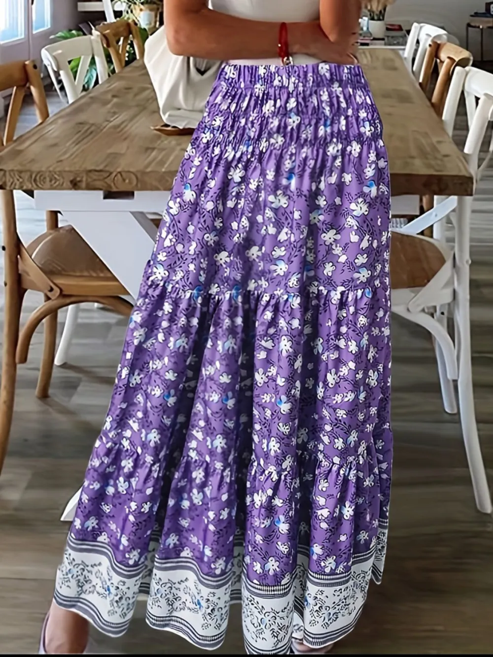 Full Size Tiered Printed Skort