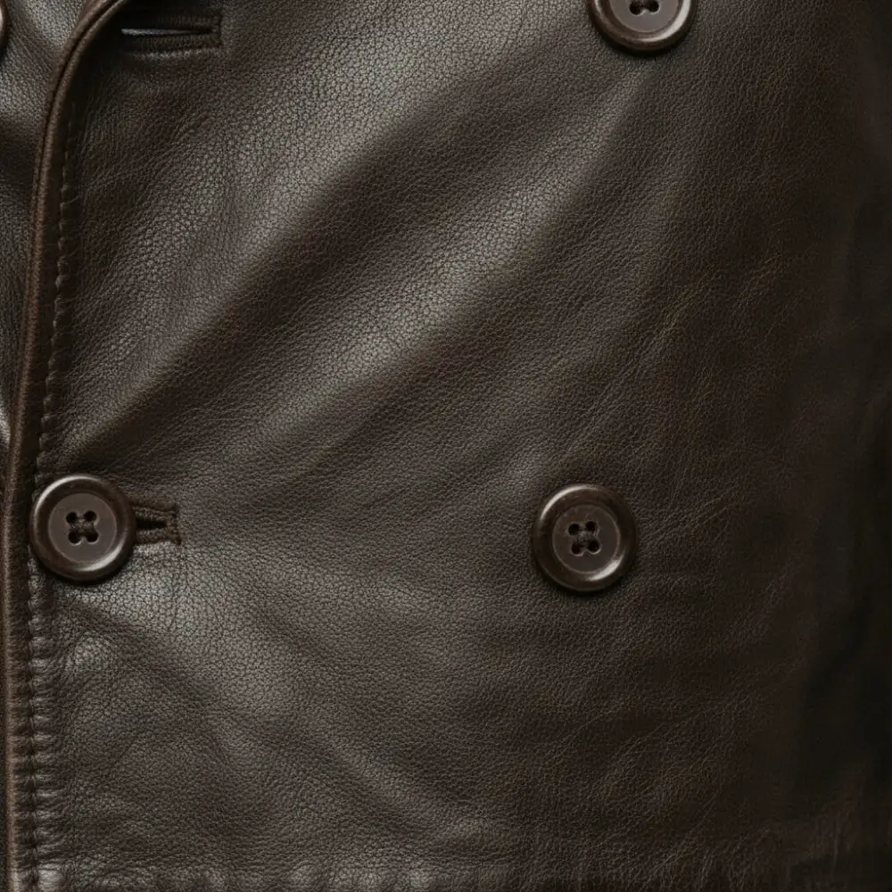 Leather Double Breasted Coat