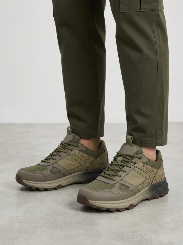 Men's Outdoor Hiking Topographic Map Printed Sneakers