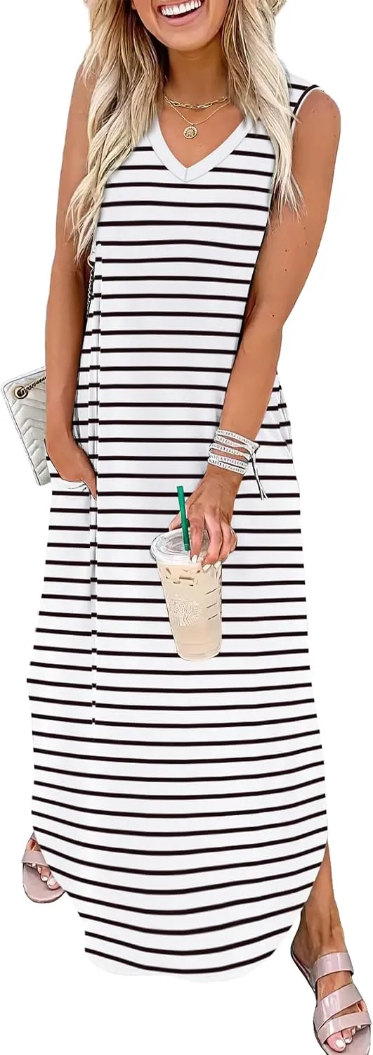 Sampeel Summer Dresses Maxi Dress Vacation Beach Sundresses 2025 with Pockets