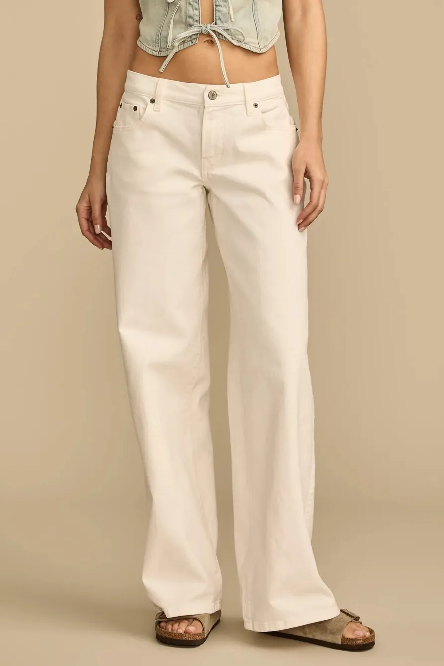 White Wash Mid Rise Sweet Wide Leg