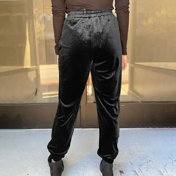 Solid Velvet Jogger Pants