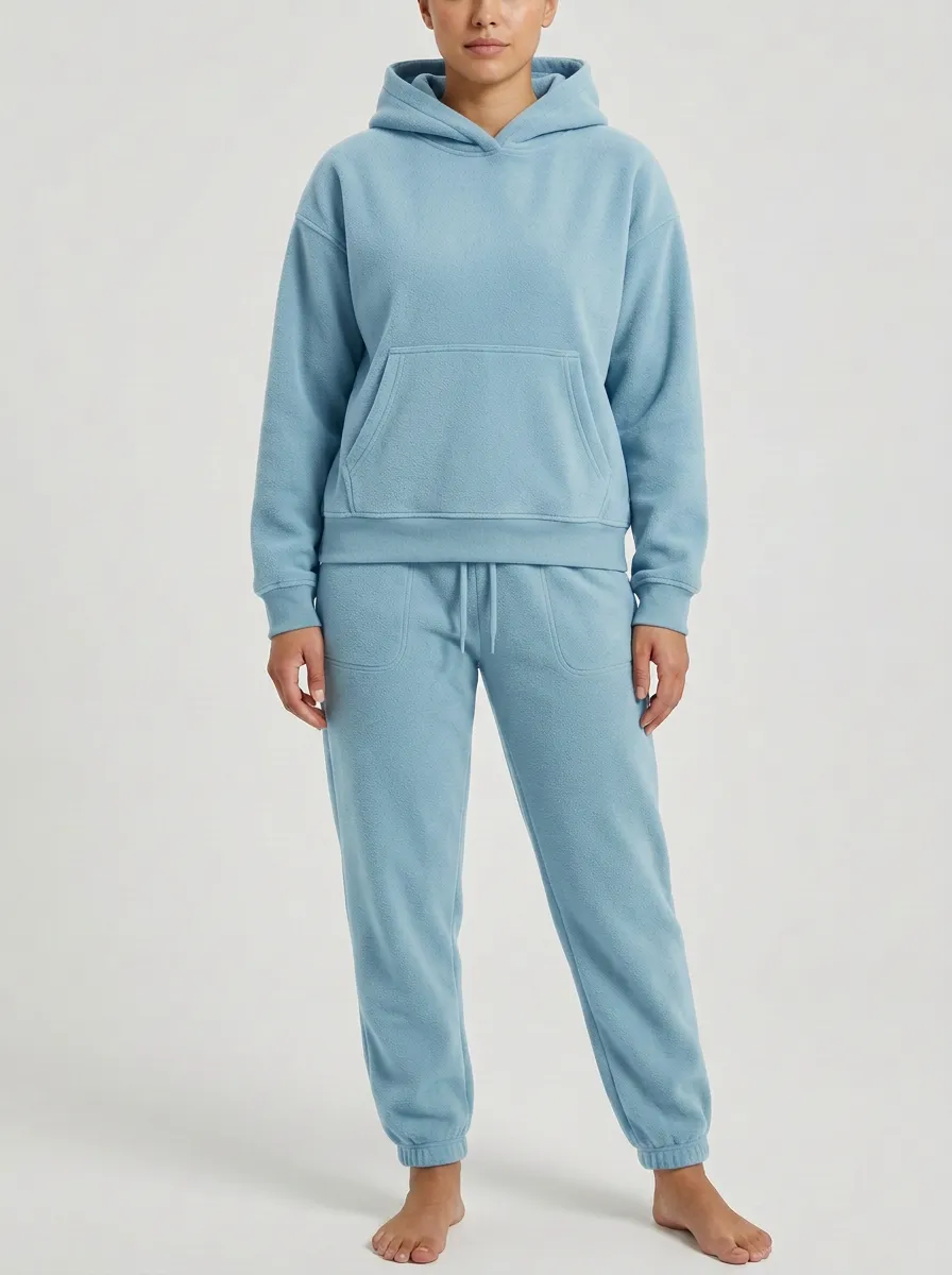 Women's Kangaroo-Pocket Fleece Hoodie And Side-Pocket Jogger Set