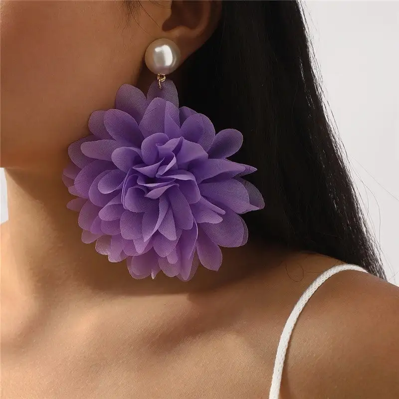 Modern Floral Pearl Statement Earrings