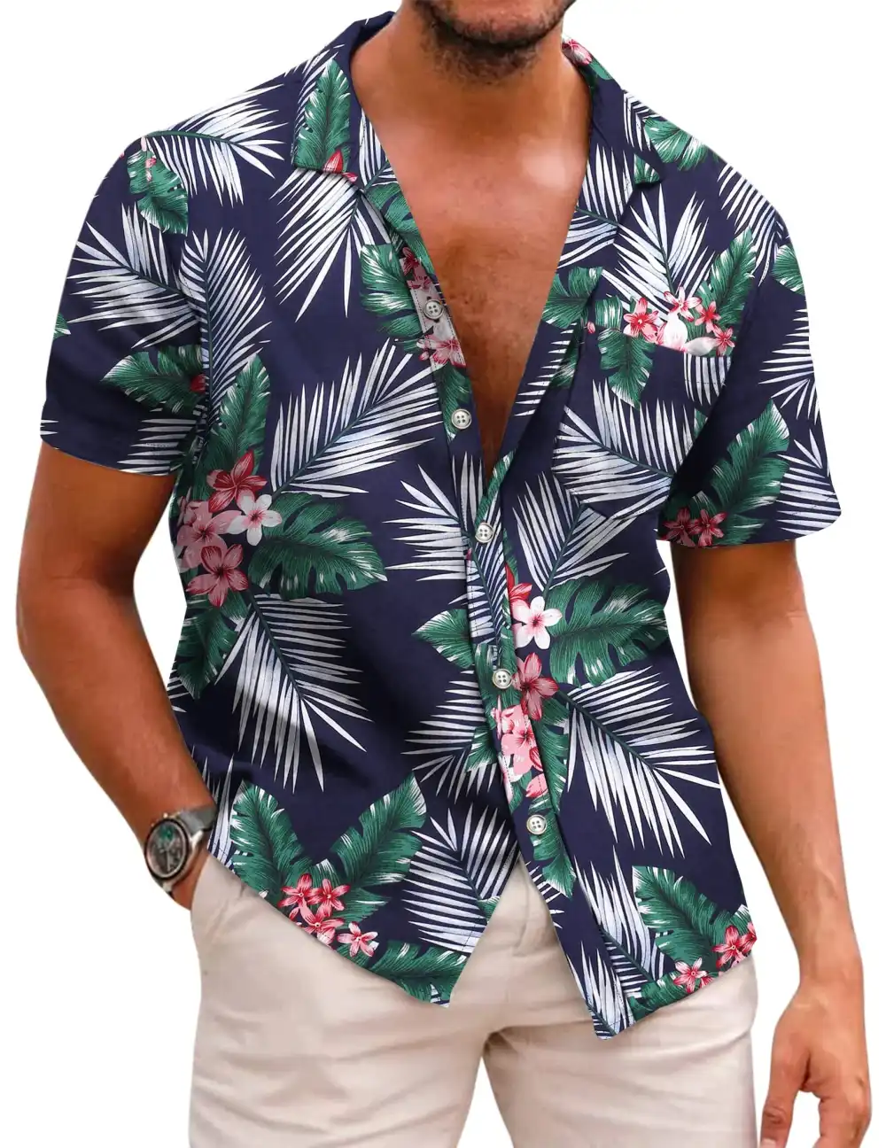 Cotton Linen Printed Button Front Shirt