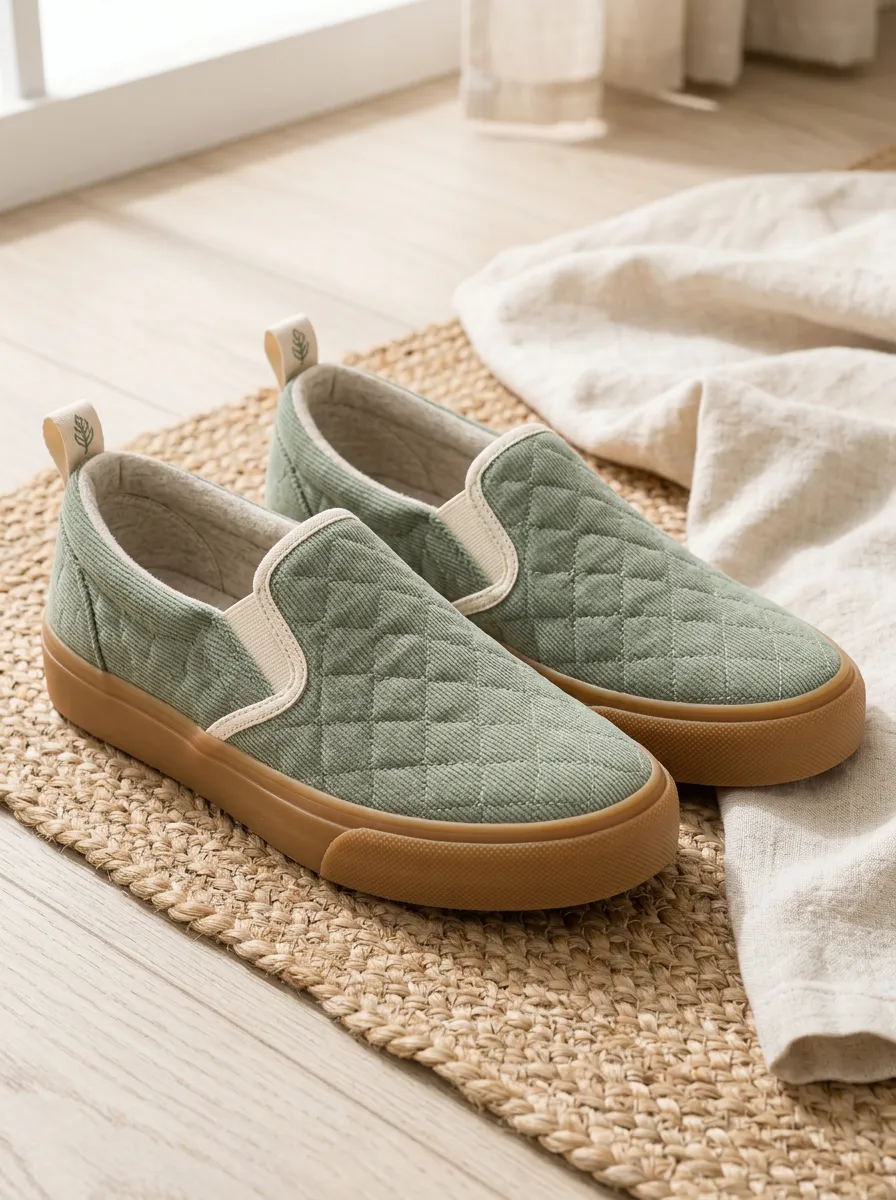 Women's Quilted Pattern Easygoing Slip-On Skate Shoes