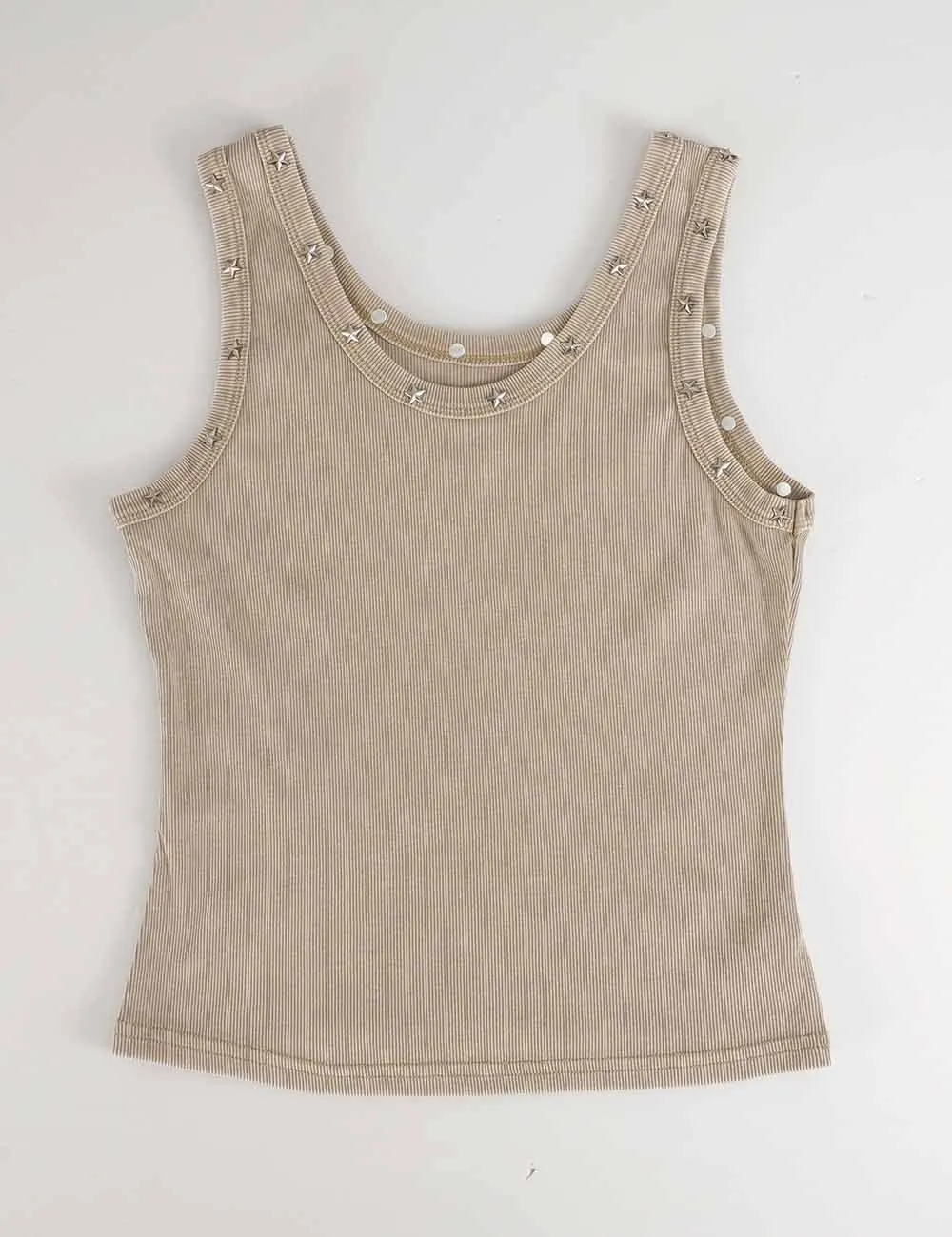 Chic Star Stud Ribbed Tank Top