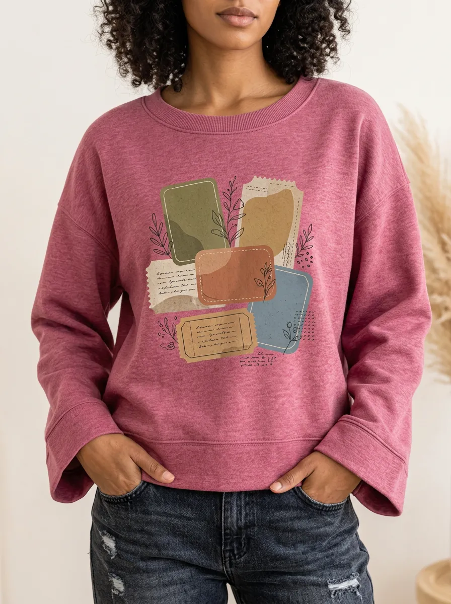 Journaling Floral Illustration Artwork Hoodie for Women