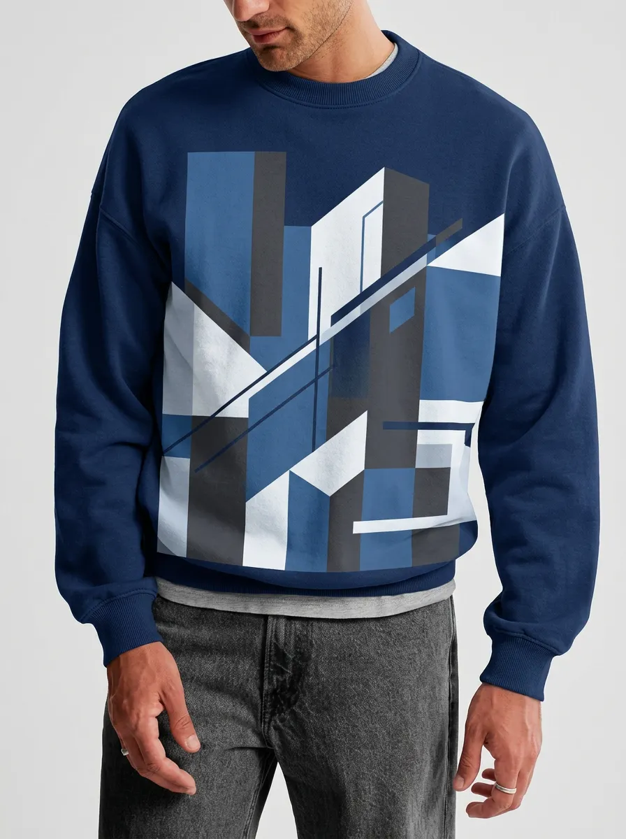 Abstract Art Geometric Pattern Graphic Crewneck Sweatshirt