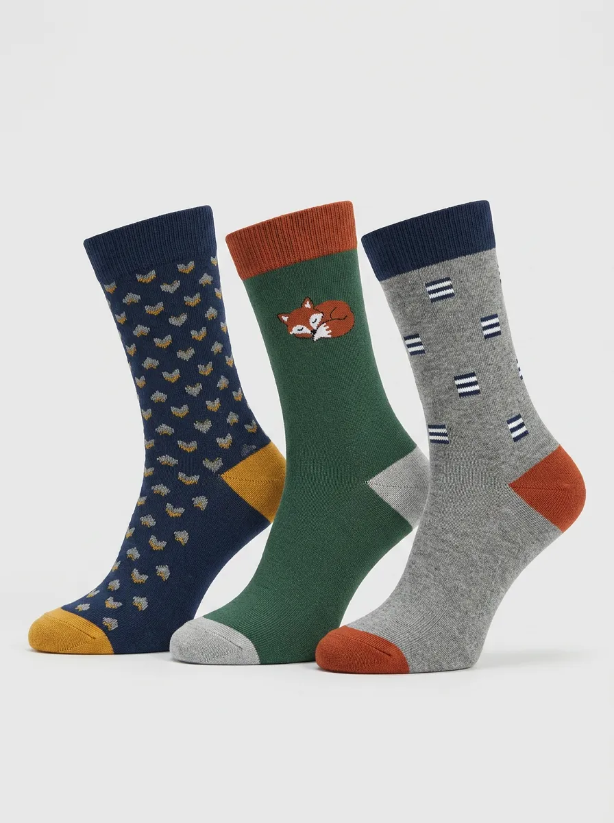 Fox Women's Three-Pair Crew Socks