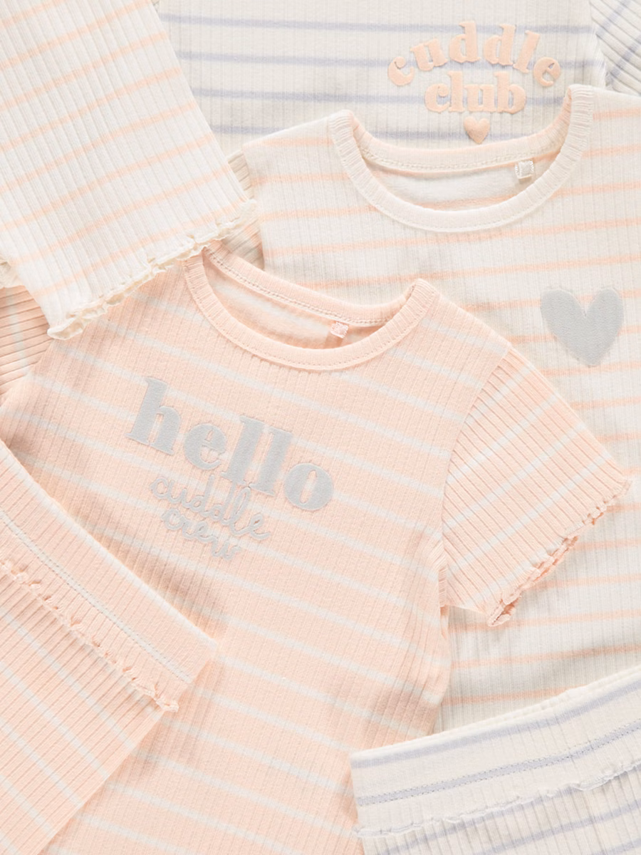 Stripe Ribbed Frill T-Shirt and Shorts Set 3 Pack detail 1