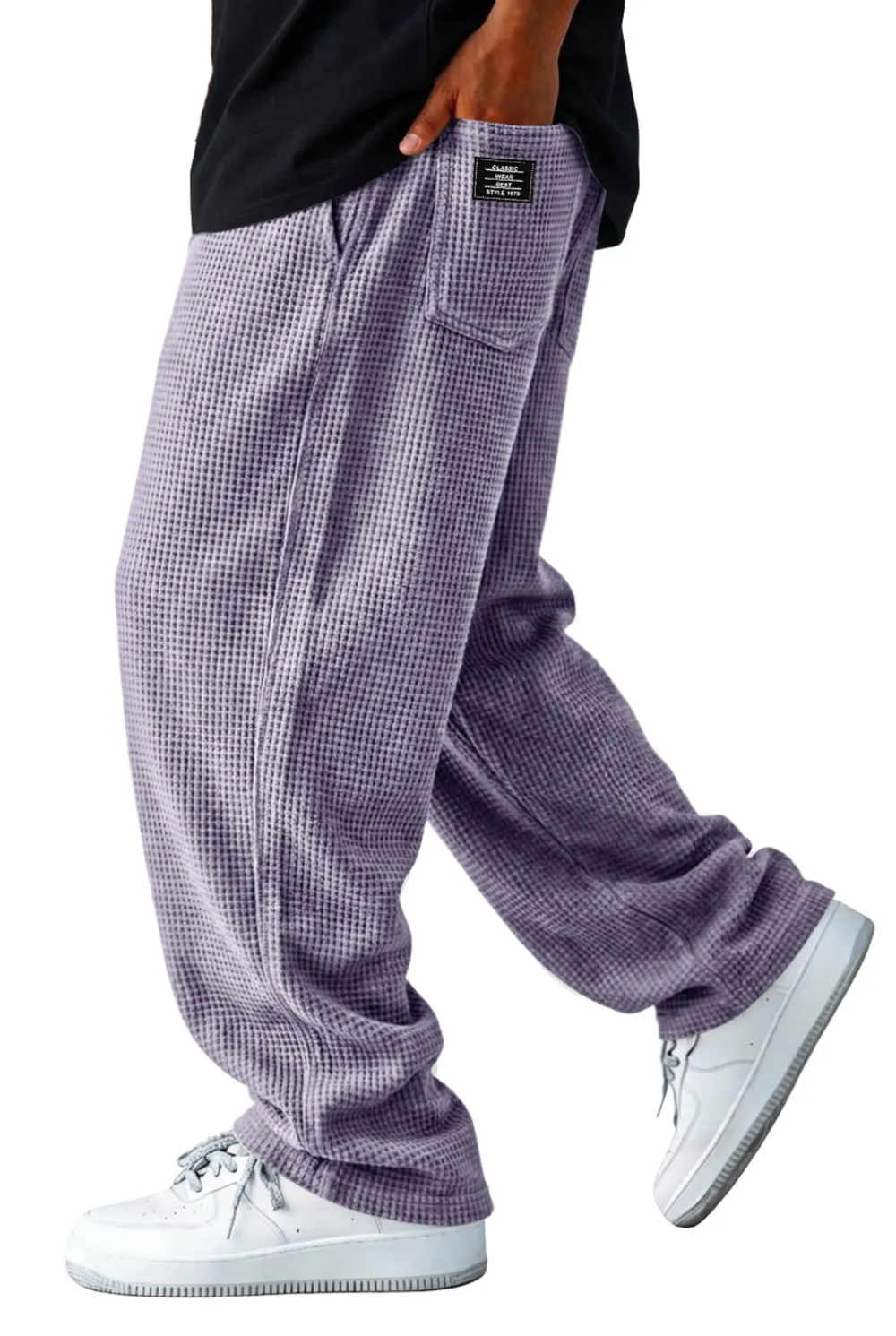 Textured Knit Seamed Detail Relaxed Trousers