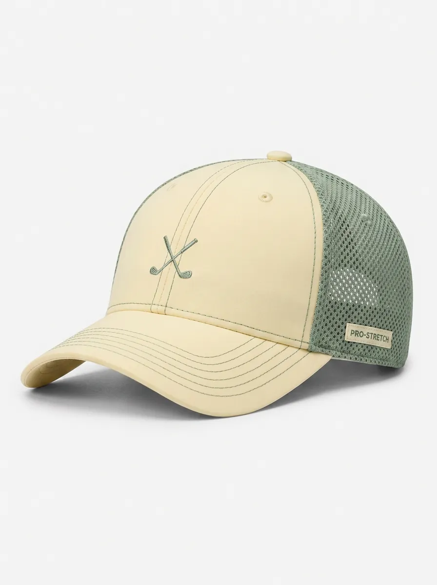 Unisex Golf Lover Crossed Clubs Embroidered Mesh Trucker Hat