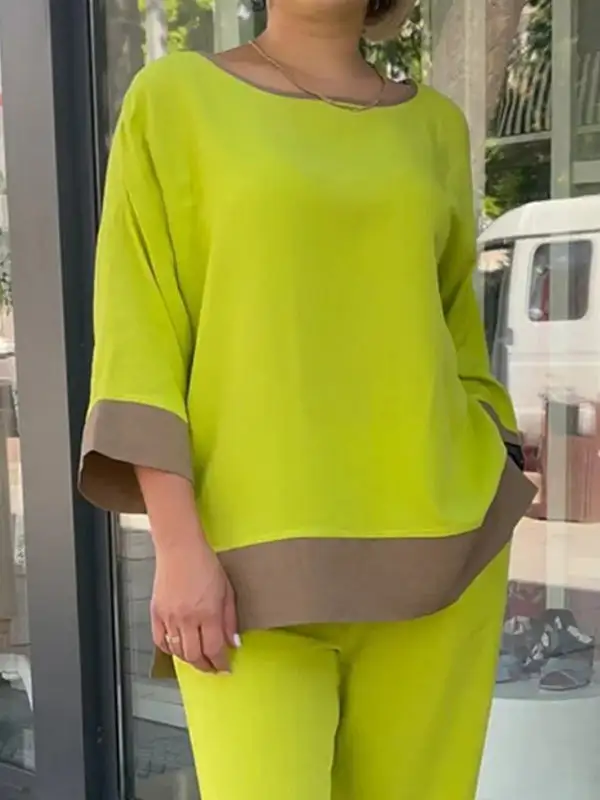Split Side Shirt Pants Set