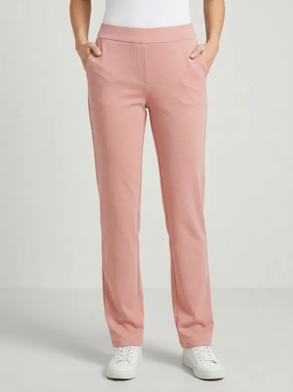 Women's Classic Flexible Stretch Mid Rise Straight Leg Pants