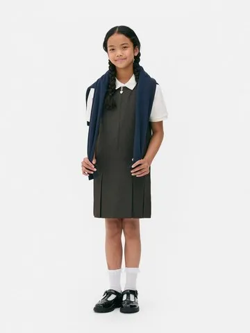 7-15yrs | 2pk Pleated School Pinafore Dresses