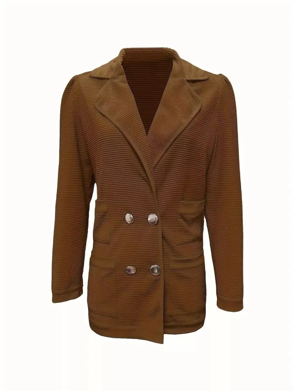Double-Breasted Textured-Knit Blazer