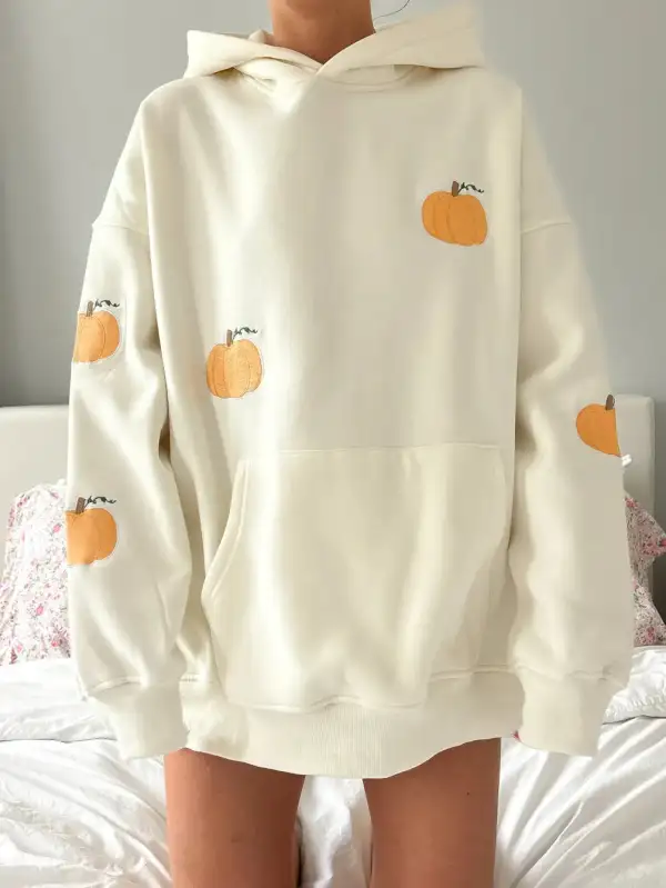 Pumpkins All Over Embroider Hoodie