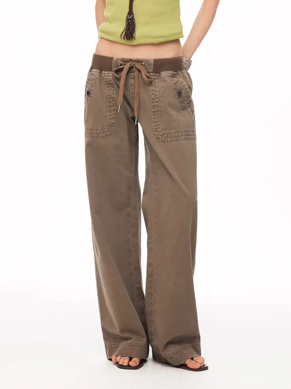 Straight-Leg Multi-Pocket  Pants