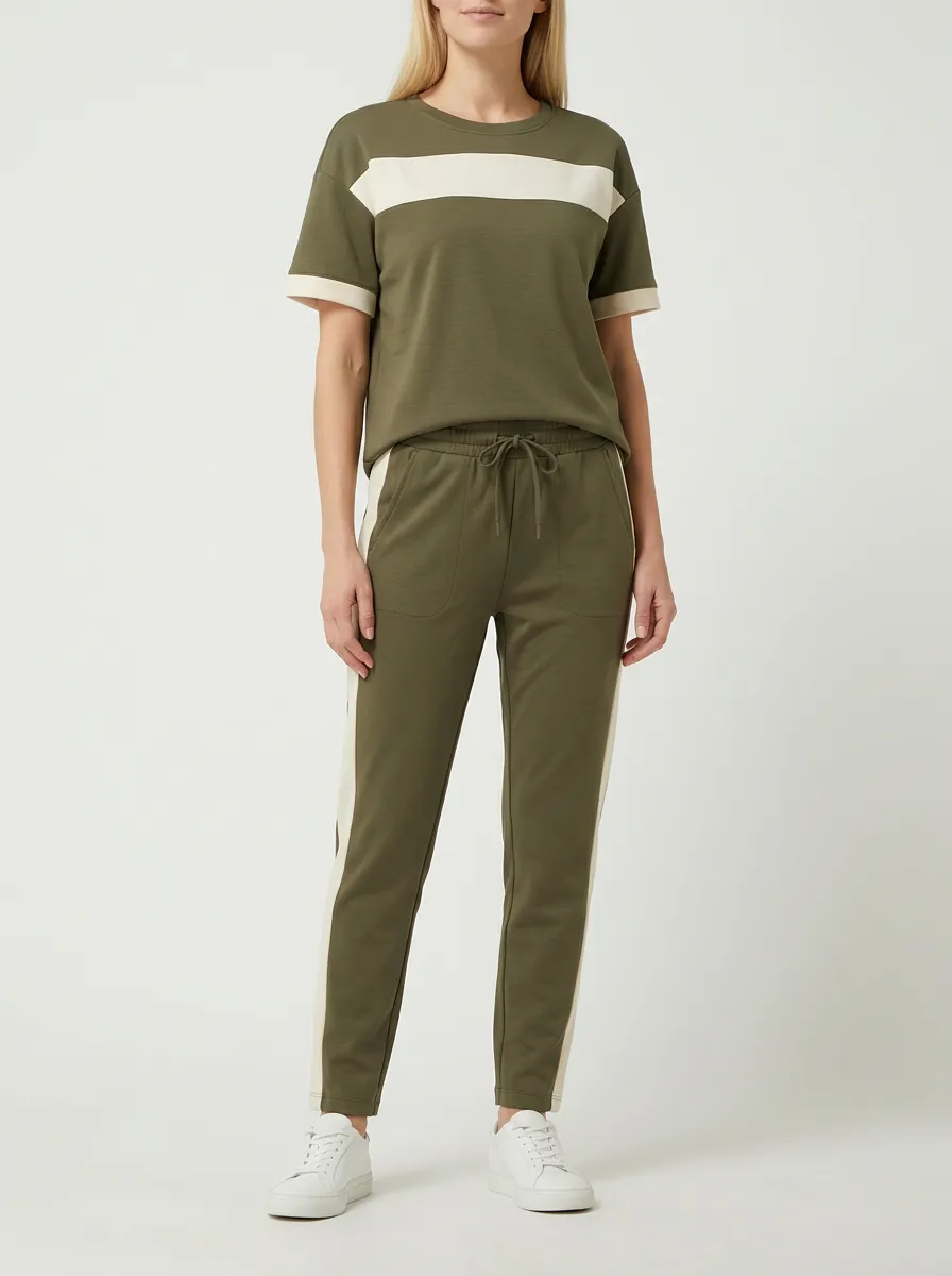 Women's Ribbed Crewneck T-Shirt and Pants Set