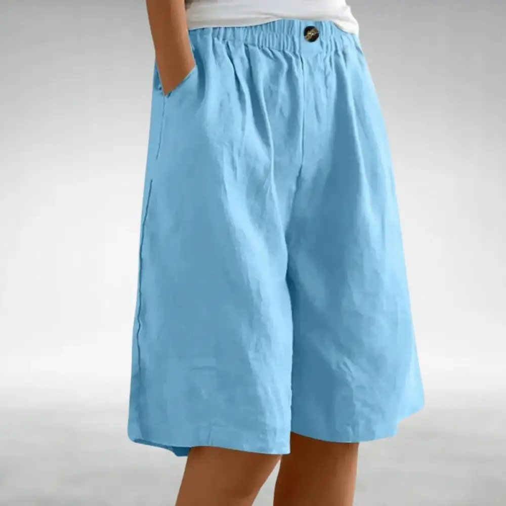 Women's Linen Wide Leg Bermuda Shorts