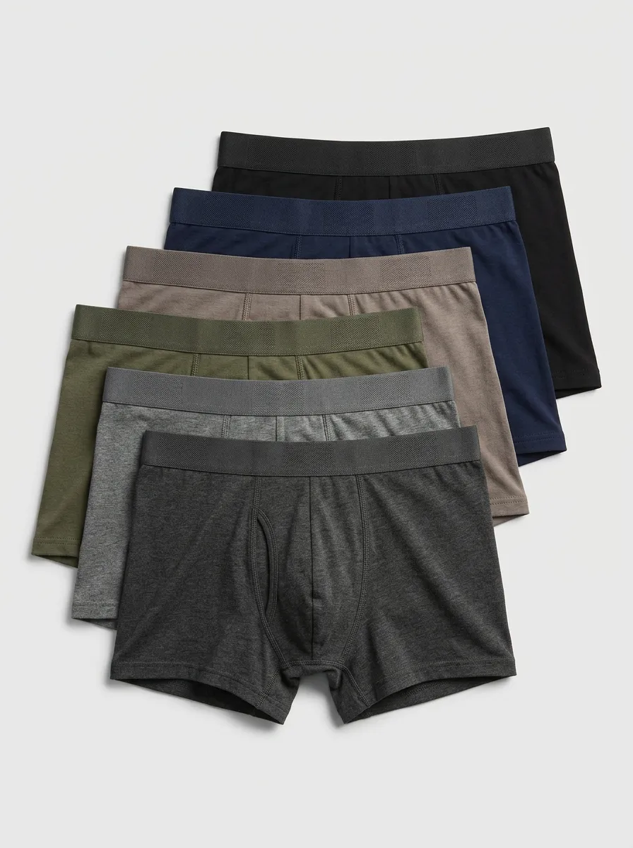Men's Textured Finish Trunk Fit 6-Pack Boxer Briefs