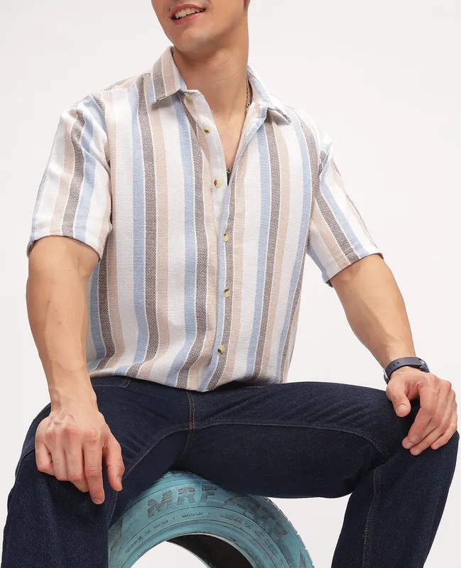 Multicolor Striped Casual Shirt