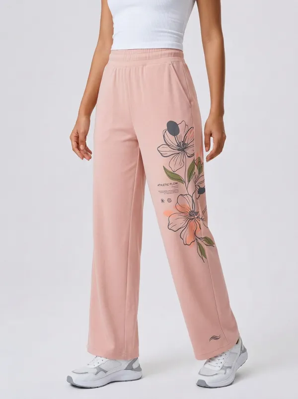 Women's Athletic Flow Floral Graphic Wide Leg Sweatpants