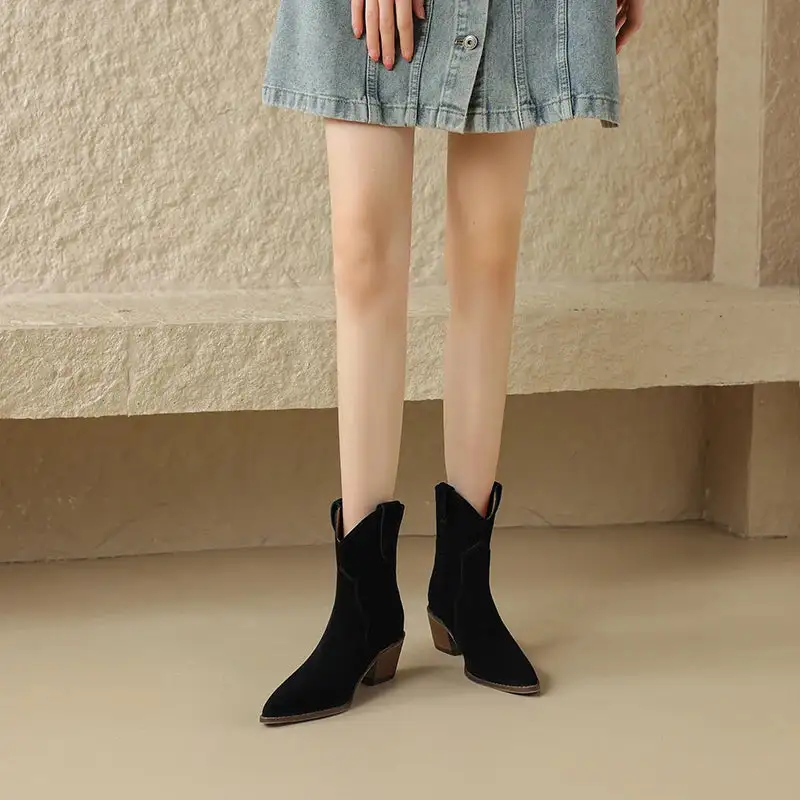 Suede Cowboy Warm-Lined Knee-High Boots