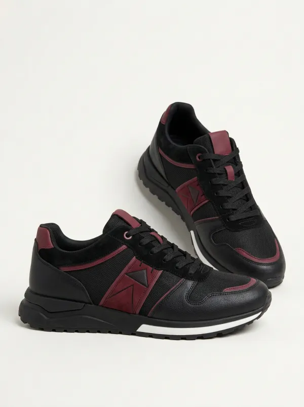 Minimalist Geometric Mesh-Panel Sneakers