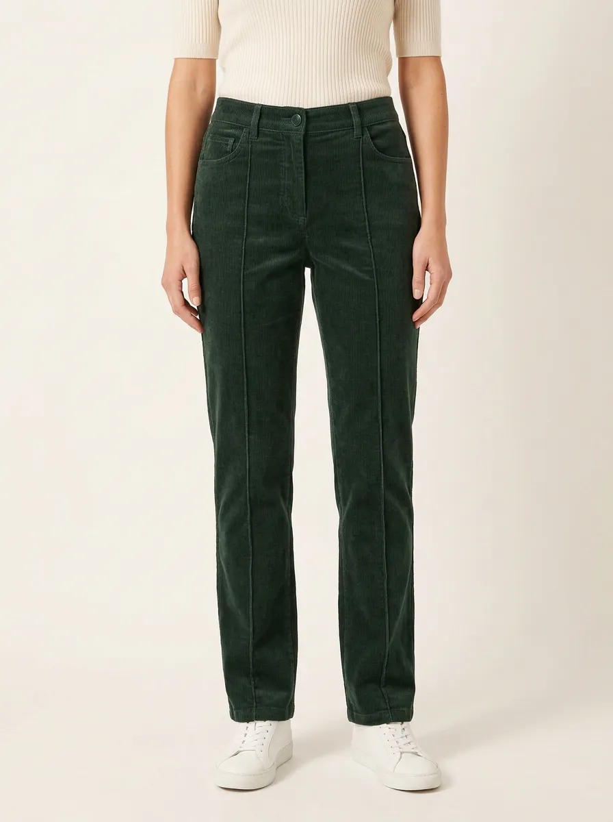 Women's Mid-Rise Center-Seam Five-Pocket Corduroy Pants