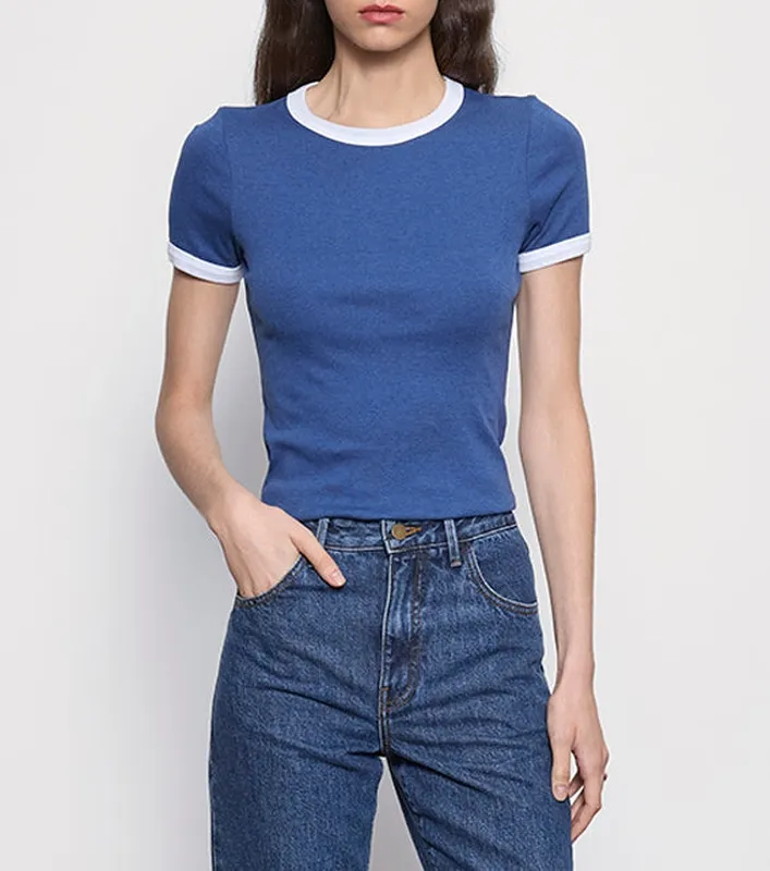 Classic Ringer Tee Ink Blue/white
