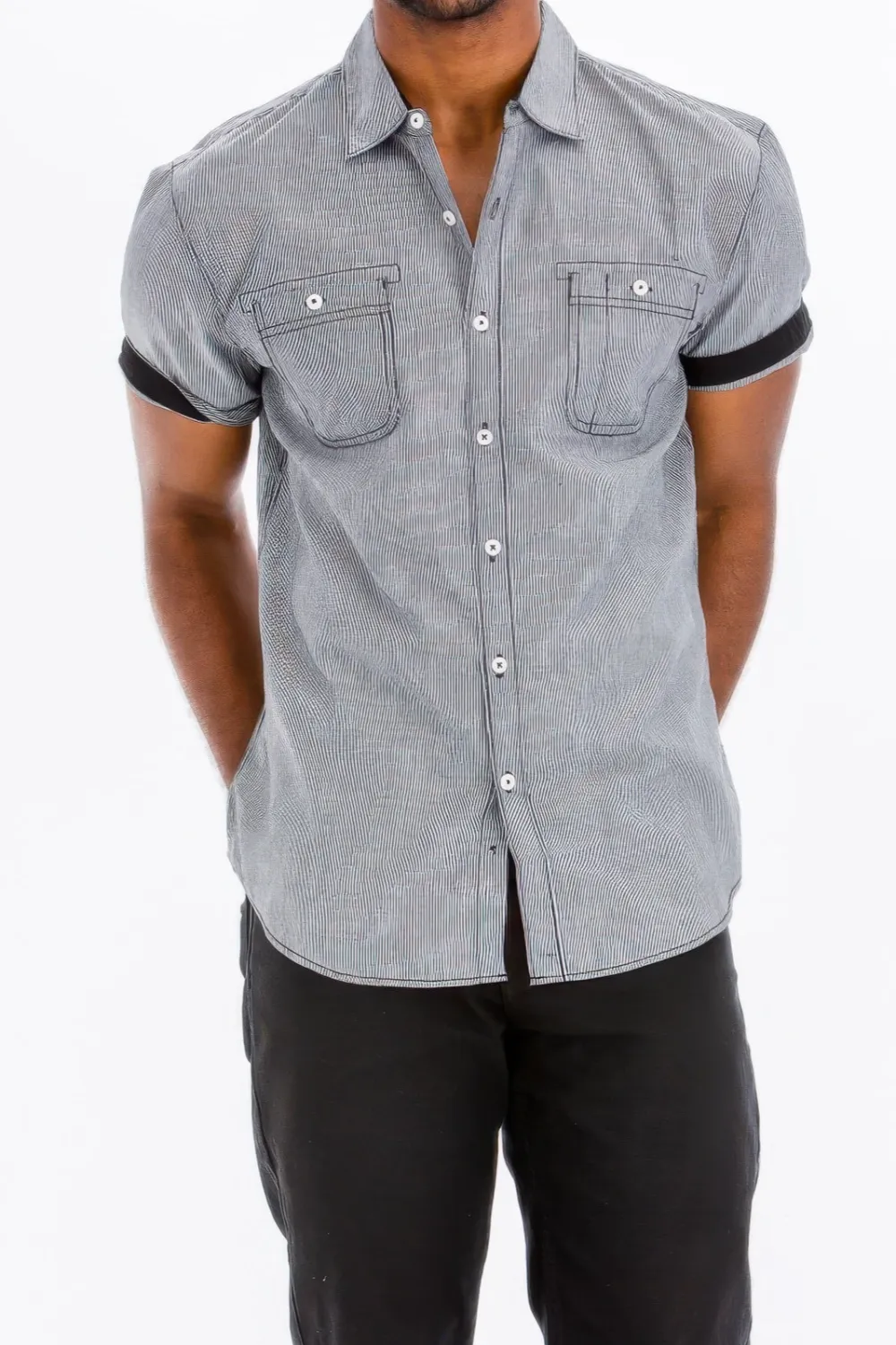 Men's Casual Short Sleeve Solid Shirt
