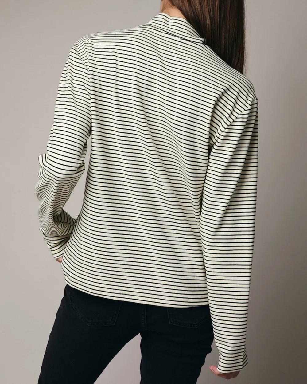 Mock Neck Stripe Top