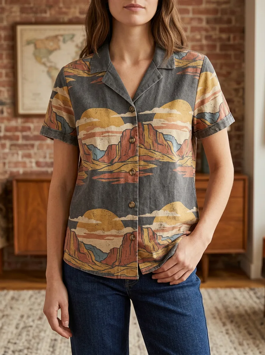 Women's Landscape Desert Landscape Sunset Shirt