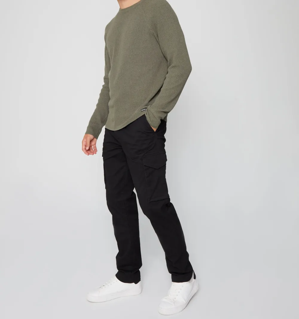 Men's Black Slim-Fit Cargo Style Pants