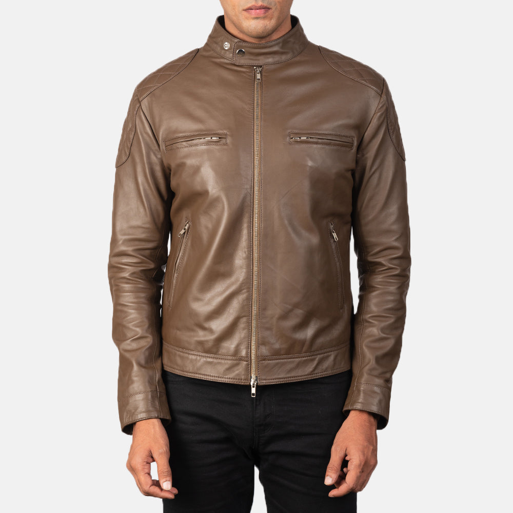 Men's Rugged Field Style Biker Leather Jacket